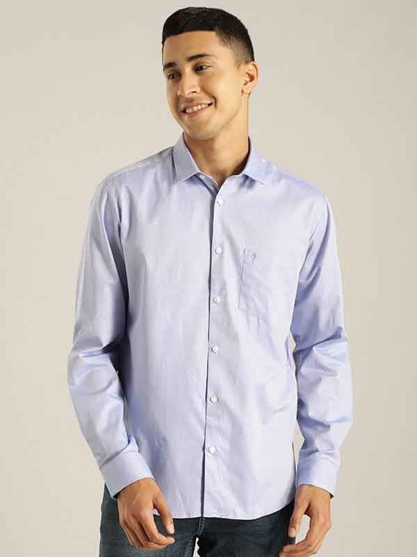Indian Terrain Men Self Design Blue Shirt